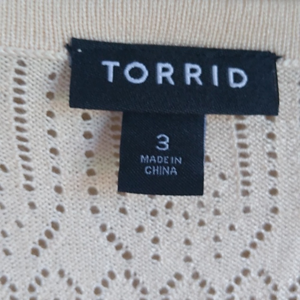Torrid Cream V-Neck Knit Sweater - Picture 4 of 7
